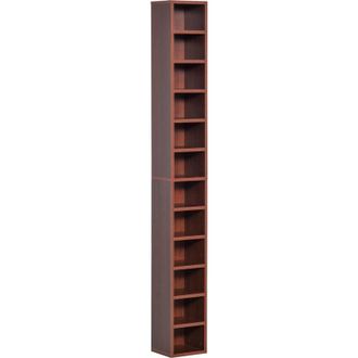HOMCOM Homcom - Mobile Porta cd da Parete in Legno con 12 Mensole 21x20x175cm Marrone