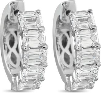 Luxury Bazaar 18K White Gold 3.01ct Diamond Hoop Earrings AER-18104