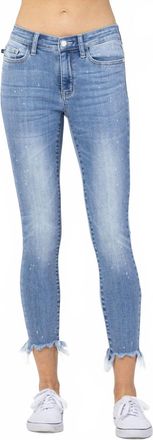 Judy Blue Bleach Splash Skinny Capris Pant In Shark Bite