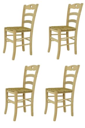 Tommychairs Tommychairs - Set 4 Sedie Modello Cuore Per Cucina Bar E Sala Da Pranzo, Robusta Struttura In Legno Di Faggio Levigato, Non Trattato, 100% Naturale E 