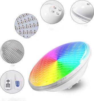 OEM Foco De Piscina Rgb De 24 W, Foco Led Par56, 12 V Cc/ca, Resistente Al Agua Ip68, Control Remoto Con Temporizador