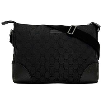 Gucci Gg Canvas Black Gg Canvas Messenger Bag Shoulder Bag (Pre-Owned)