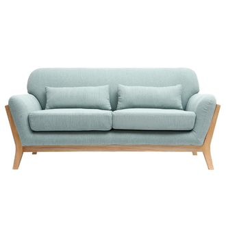 Miliboo Sof&aacute; N&oacute;rdico 2 Plazas Azul Claro Patas Madera Yoko