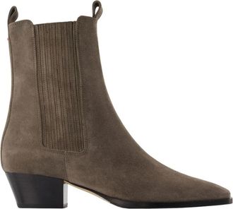 Aeyde Agata Enkellaarzen - Dames - Cowboylaarzen - Grijs - 40 EU - Leer - Schoenen