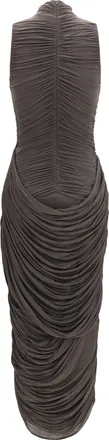 Magda Butrym Womens Draped High-Neck Midi Dress Brown Cupro; Elastane