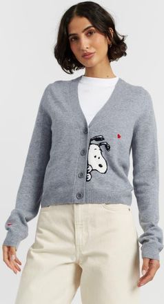 Chinti and Parker Wool Cashmere Snoopy Peek Cardigan in Grey Marl at Nordstrom, Size Small