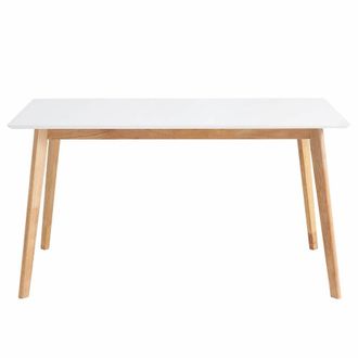 Koketto Home Mesa de comedor 140 con patas de roble y tablero blanco
