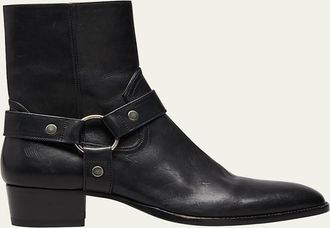 Saint Laurent Mens Wyatt 40 Harness Biker Boots