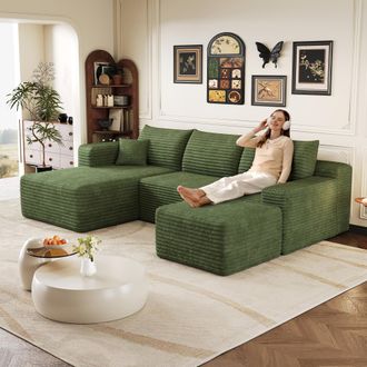 STILVORA 241 Cm Sof&aacute; Con Motivo De Nubes, Sof&aacute;s Modernos Y Minimalistas Tapizados, Sof&aacute; En Forma De L C&oacute;modo Para El Sal&oacute;n, Asiento Profundo Con Esquina, Sin M
