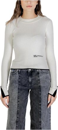 Karl Lagerfeld Truien & Vesten, Dames, Beige, XS, Polyester, Mock Neck Sweater A3W18006