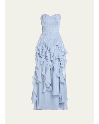 Aje Gleam Strapless Ruffle Gown