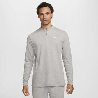 Nike Mens Club LS Henley - Dark Grey Heather/Light Smoke Grey/White Size 2XT