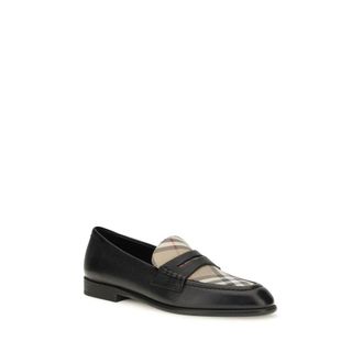 Burberry Check-Insert Leather Loafer - Black