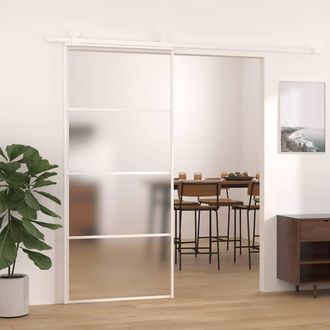 vidaXL Vidaxl - Puerta Corredera Esg Vidrio Y Aluminio Blanca 90x205 Cm