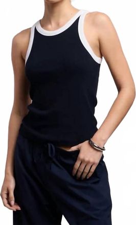Velvet Lindy Ribbed Tank In Navy/white