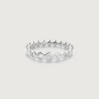 Monica Vinader Sterling Silver Solo Graduated Diamond Band Ring Lab Grown Diamond