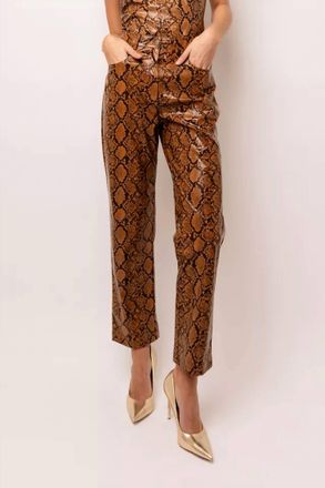 Amylynn Faux Leather Snakeskin Pant In Brown