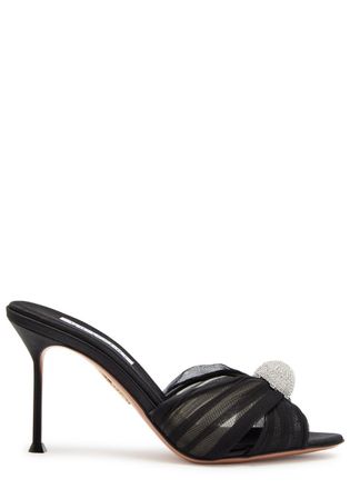 Aquazzura Aquazzura Mystery 85 Embellished Satin Mules - Black - 36 (IT36 / UK3)
