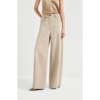 Brunello Cucinelli Authentic denim trousers in Beige at Nordstrom, Size 34 It