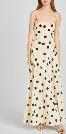 Wayf Carolina Polka Dot Cotton Godet Maxi Dress in Ivory Polka Dot at Nordstrom, Size X-Large