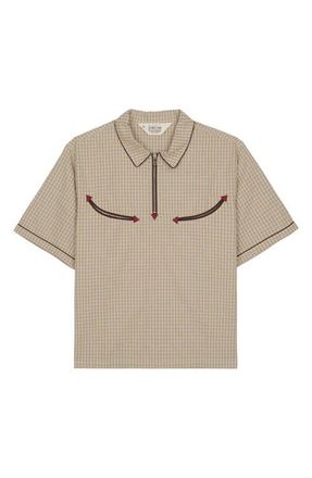 Brain Dead Check Western Shirt in Taupe at Nordstrom, Size Xx-Large