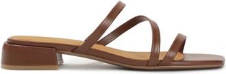 Kazar Bruine muilezels op een platte zool met dunne bandjes - Dames - Muiltjes - Bruin - 40 EU - Leer - Schoenen