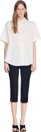 Sandro Pleated back shirt in Ecru at Nordstrom, Size X-Small
