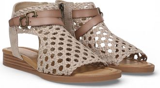 Blowfish Womens Golden Beige Weave Micro Wedge Sandals - Anuella