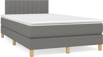 vidaXL Cama Box Spring Con Colch&oacute;n Tela Gris Oscuro 120x190 Cm Vidaxl