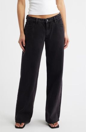Abrand 99 Amanda Baggy Straight Leg Jeans in Washed Black at Nordstrom, Size 29