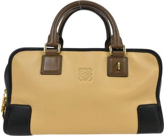Loewe Amazona Bag Leather Beige Leather Handbag (Pre-Owned)