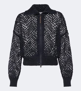 Brunello Cucinelli Cardigan in misto lino con paillettes