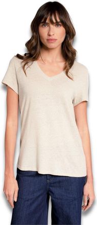 Celtic & Co. Relaxed V-Neck Linen Blend T-Shirt in Undyed Ecru at Nordstrom, Size 10