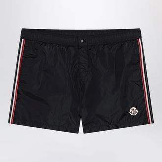 Moncler Black swim shorts with logo patch