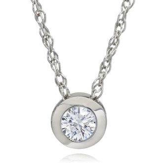 Pompeii3 1/4Ct Natural Diamond Bezel Solitaire Pendant 14k White Gold 18 Necklace
