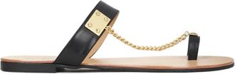 Kazar Zwarte leren muiltjes met decoratieve kettingdetails - Dames - Sandalen - Zwart - 38 EU - Leer - Schoenen