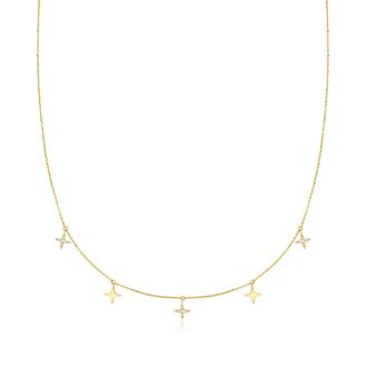 RS Pure by Ross-Simons Diamond North Star Station Necklace in 14kt Yellow Gold