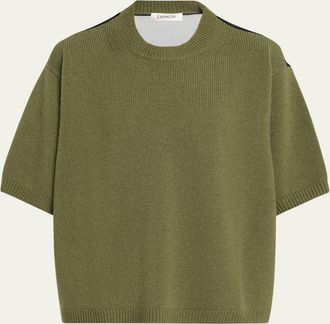 Zankov Short-Sleeve Sheer Back Sweater