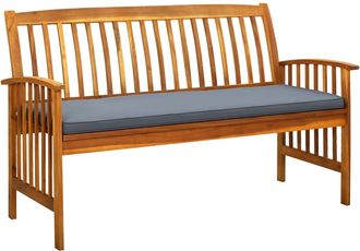 vidaXL Banco De Jard&iacute;n Con Coj&iacute;n Madera Maciza De Acacia 147 Cm Vidaxl