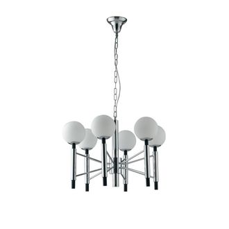 Netlighting Hammond 6 Light Mutli Arm Globe Ceiling Pendant Chrome Opal White E14 in Grey