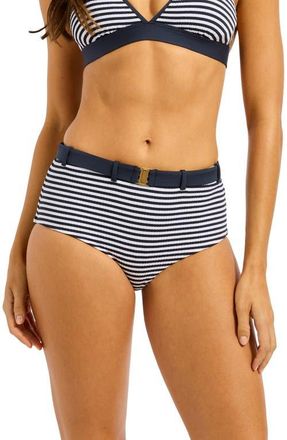 Seafolly Hollywood Belted Hipster Bikini Bottoms in True Navy at Nordstrom, Size 10 Us