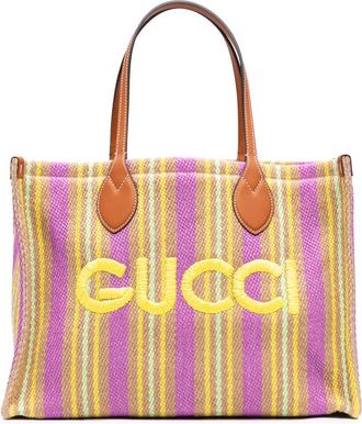 Gucci Pre-owned Gucci Medium Jute Embroidered Logo Shopper Tote Ladies 7EP3S906L2BOWS01