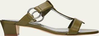 Manolo Blahnik 30mm Mionamu T-Bar Slide Sandals