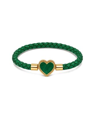 Jean Claude Leather & Stainless Steel Cz Bracelet