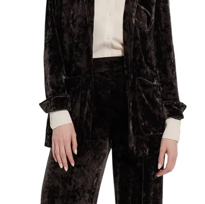 Lyssé Shay Crushed Velvet Suit Blazer In Double Espresso from $102.00 ...