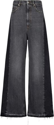 Stella McCartney Tweekleurige Zwarte Wijde Pijpen Denim Jeans - Dames - Loose Fit Jeans - Zwart - W27 - Denim - Jeans