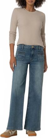 Kut from the Kloth Maya High Rise Wide Leg Patch Pockets Jeans In Affection