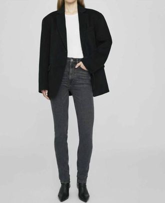 Anine Bing High Rise Skinny Slim Jean In Washed Black