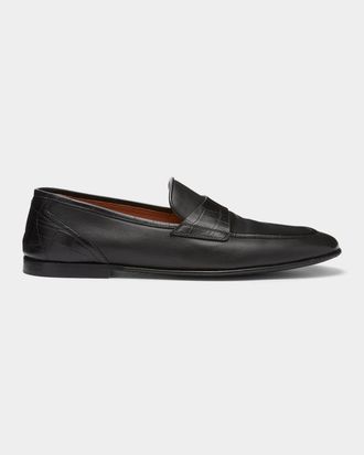 Dolce & Gabbana Men & apos;s Crocodile-Embossed Leather Penny Loafers