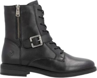 Remonte Elegante Zwarte Modieuze Schoen - Dames - Veterlaarzen - Zwart - 38 EU - Leer - Schoenen